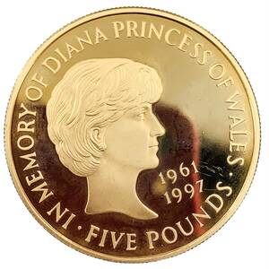 ダイアナ妃追悼 5ポンド金貨 イギリス エリザベス女王二世 39.9g 1999年 K22 コインペンダント コレクション