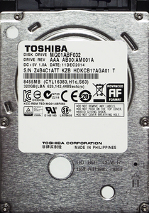 TOSHIBA MQ01ABF032 2.5インチ 7mm SATA600 320GB 52回 18411時間