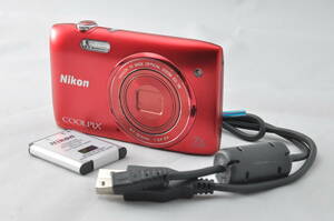 【送料無料】 NIKON S3500 COOLPIX ニコン クールピクス レッド コンパクトデジタルカメラ #A24510