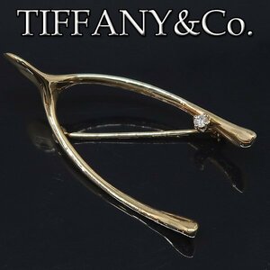 DKG★ TIFFANY&Co. ティファニー 14K ゴールド ウィッシュボーン Wishbone ダイヤ ピン ブローチ　TIFFANY ティファニーブローチ