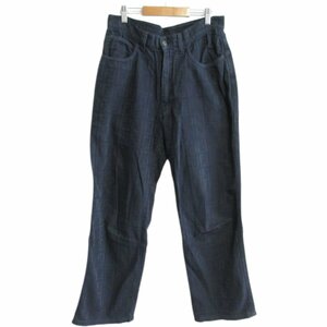 良品 FENDI jeans フェンディ ズッカ柄 ジップフライ ストレッチ パンツ 40 W26 ネイビー ◆