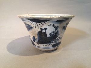 17世紀 デルフト 盃 杯 カップ オランダ 藍絵 白釉 陶器 フェルメール 古民藝 西洋骨董
