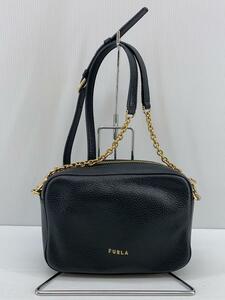 FURLA◆ショルダーバッグ/レザー/BLK