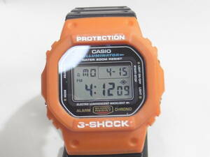 CASIO カシオ　G-shock　DW-5600E 　動作品 オレンジ色ベゼル交換済み。　