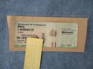 Windows XP Professional プロダクトキーシール DELL ②