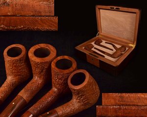 U548 【泉美】DUNHILL COUNTRY MADE IN ENGLAND ダンヒル パイプ 煙草 4本 喫煙具 専用ケース付　未使用品