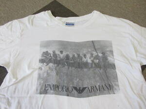80s90s EMPORIO ARMANI photo by Charles Clyde Ebbets Tシャツ L Hanes USA製 シングルステッチ フォトプリント ヴィンテージ BruceWeber 