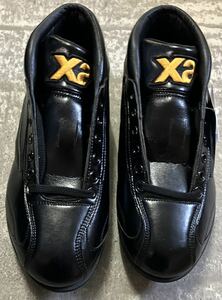 未使用 定価13750円 25.5cm 革底 金具 スパイク ミドルカット ザナックス XANAX ザナックス 未使用 野球 シューズ 靴 ブラック