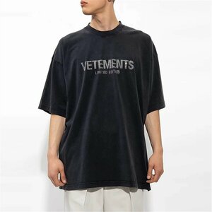 VETEMENTS Tシャツ クリスタルロゴ ヴェトモン 半袖 t-shirt ユニセックス ブラック 人気 トップス Lサイズ
