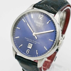 1円 稼働 美品 TISSOT ティソ T099407A シュマン・デ・トゥレル オートマチック AT デイト 3針 ブルー文字盤 SS メンズ 腕時 334120240430