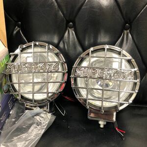 1000円～売り切り【訳なし】オフロード 大型ハロゲンフォグランプ H3 100W LED イカリング 丸型タイプ クリア クロームメッキ 2個　1SET