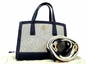 1円 ■新品■未使用■ TORY BURCH トリーバーチ ウォーカー マイクロ サッチェル キャンバス 2WAY ショルダー ハンドバッグ AM7689