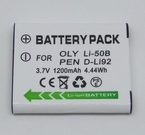 特価！！ 【　バッテリー　 単品】　PENTAX D-LI92 互換 バッテリー X70 WG-3 WG-10 Optio WG-1 RZ18 I-10 等 対応/