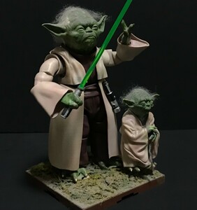 バンダイ 1/6 ヨーダ 塗装済 ジオラマ風 完成品 スターウォーズ 2体セット プラモデル 模型 BANDAI STAR WARS YODA