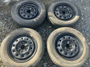 希少 日産純正 スチール 15×6J 約+40 4H PCD114.3 ハブ径66 195/65R15 4本　