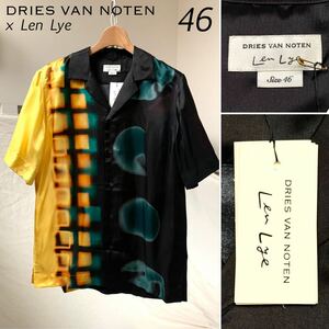 新品 2021SS DRIES VAN NOTEN ドリスヴァンノッテン Len Lye レン・ライ コラボ 半袖 シャツ 46 定7.81万 メンズ レンライ 送料無料