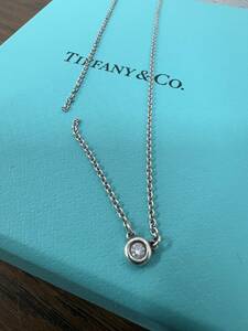 TIFFANY&Co. ティファニー◆バイザヤード 1Pダイヤモンド ネックレス AG925 シルバー SILVER925 中古※チェーン切※ 箱 保存袋◆管No3745