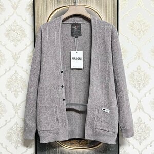 上級EU製＆定価5万◆UABONI*Paris*カーディガン*ユアボニ*パリ発◆上質 ソフト ニット ゆったり 暖かい 無地 トレンド シンプル 普段着 L