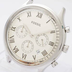 【希少品】フォッシル クロノグラフ FS4738 FOSSIL デイト SS クォーツ シルバー文字盤 ローマン メンズ 男性 腕時計 フェイス[861207-AR6