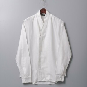MG2394◇エンポリオ アルマーニ メンズXL 長袖 コットン ストライプシャツ デザインシャツ ホワイト系