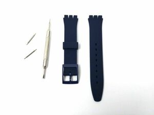 swatch用 シリコンラバーストラップ 交換用腕時計ベルト 17mm ネイビー