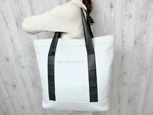 極美品 BALENCIAGA バレンシアガ トートバッグ ショルダーバッグ バッグ レザー×ナイロンキャンバス グレー×黒 A4収納可 メンズ 70501