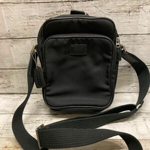 Q131 COACH コーチ　ショルダーバッグ メンズ　ナイロン×レザー　ブラック