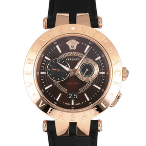 ヴェルサーチ Versace Vレース デュアルタイム VEBV00722 ブラウン文字盤 新品 腕時計 メンズ