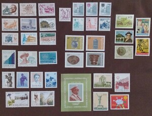 ユーゴスラビア　1983年発行 39枚　未使用　(糊なし34枚　糊あり5枚)　サラエボ　博物館のオブジェ　郵便史　子供会議　自然保護 加刷