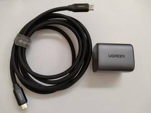 ■UGREEN Nexode Mini 45W 充電器 USB-C 2ポート　CD294　社外 USB Type-C to C ケーブル付き C