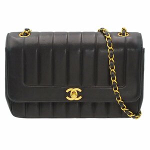 ★D2667 良好!! シャネル マドモアゼル ココマーク ラムスキン チェーンショルダーバッグ ブラック CHANEL ヴィンテージ レディース★