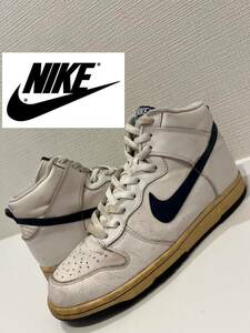 ★00s★NIKE★ナイキ★DUNK HIGH★ダンクハイ★309432-143★ハイカットスニーカー★ホワイト×ネイビー★白×紺★US8.5★26.5cm★