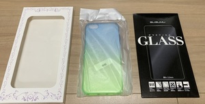 iPhoneSE(第1世代) ケース アイフォンSE アクアグリーン ガラスフィルム付 スマホケース シリコン 耐衝撃 カバー 新品 未使用 送料無料