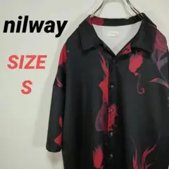 nilway　ニルウェイ　シャツ　オーバーサイズ　総柄　メンズ　黒