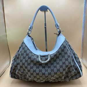 【2997】中古 GUCCI グッチ ホース ビット金具 GG柄キャンバスレザー ショルダーバッグ ベージュカラー 汚れ ほつれあり