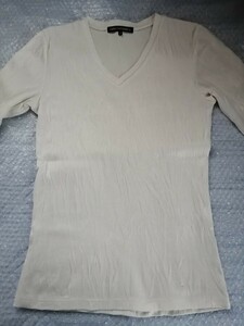 【訳あり】5351プールオム　テレコカットソー　長袖　カットソー　Tシャツ　ニット　サイズ2　美品！　ホワイト