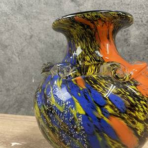 津軽びいどろ 北洋硝子 花瓶 壺 花器 ガラス 硝子細工 装飾品 コレクション 菊MZ