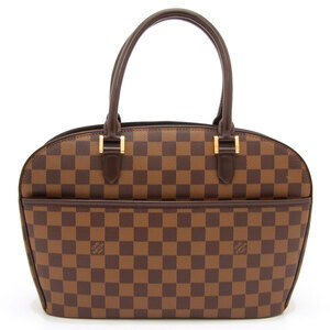 中古良品 ルイヴィトン ハンドバッグ ダミエ サリア・オリゾンタル N51282 エベヌ LOUIS VUITTON フランス製 ブラウン レディース PVC