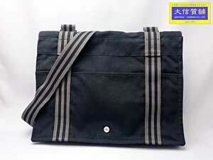 HERMES エルメス バサスMM ショルダーバッグ ブラックｘグレー 中古B+ 【送料無料】 A-8145