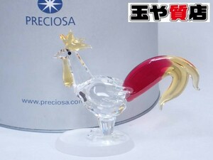 プレシオサ ニワトリ 雄鶏 ボヘミア クリスタル フィギュア 置物 095370 新品同様