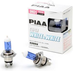 PIAA ヘッドライト用 ハロゲンバルブ IH01 4300K スーパーホワイト&ホワイト 車検対応 2個入 12Ｖ/60W/55