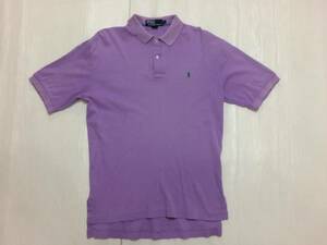 ポロラルフローレン 半袖ポロシャツ 薄紫色 シミ汚れあり アメリカ古着 Polo by Ralph Lauren
