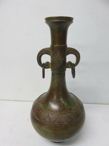 銅 銅器 花器 花入 花瓶 骨董 アンティーク 年代不明 高さ18ｃｍ 重さ370ｇ 送520