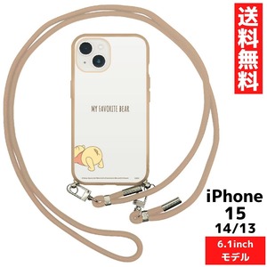 iPhone 15 14 13 対応 ディズニー くまのプーさん スマホ クリア ケース カバー アイフォン IIIIfit Loop ショルダー ストラップ付き