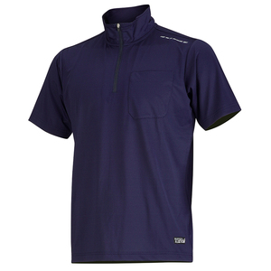 New シェイドドライナー 半袖ZIPUPシャツ（ネイビー/3L）速乾 遮熱 UVカット ストレッチ 消臭 動きやすい ジップアップ