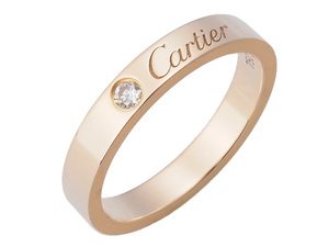 ◆ミウラ◆Cartier Cドゥ カルティエ ウェディング リング 1Pダイヤモンド B4086400 #50 K18PG 仕上済