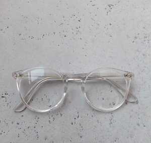 未使用●サングラス クリア×クリア ボストン型 クリアフレーム クリアレンズ 伊達メガネ 眼鏡 めがね ユニセックス