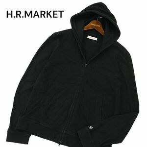 H.R.MARKET ハリウッドランチマーケット ラクダ H刺繍 薄手 パーカー フーディー 2 メンズ 黒 日本製