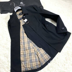 絶版極美品BURBERRY BLACKLABELミリタリージャケットL~Mナポレオンハーフコート黒ノバチェック柄デニムブラレバーバリーブラックレーベル