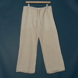 【1円スタート】美品 fog linen work フォグリネンワーク イージーパンツ ウエスト紐 麻100％ ナチュラル シンプル 春夏 グレージュ 無地